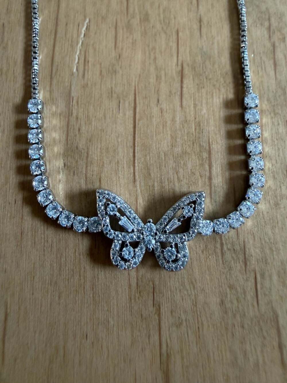 Silver Butterfly Tennis Bracelet Cubic Zirconia